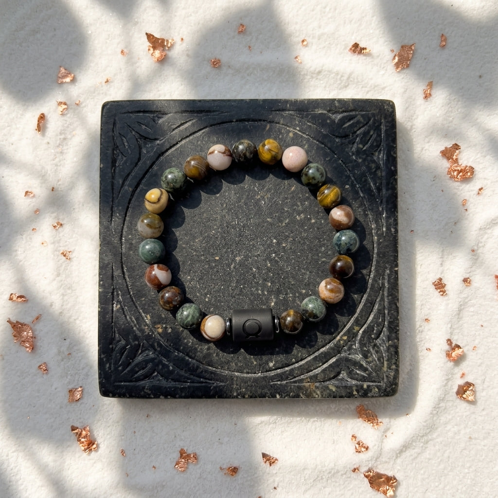 Taurus Zodiac Bracelet – Black Obsidian with Taurus Charm
