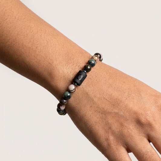 Taurus Zodiac Bracelet – Black Obsidian with Taurus Charm