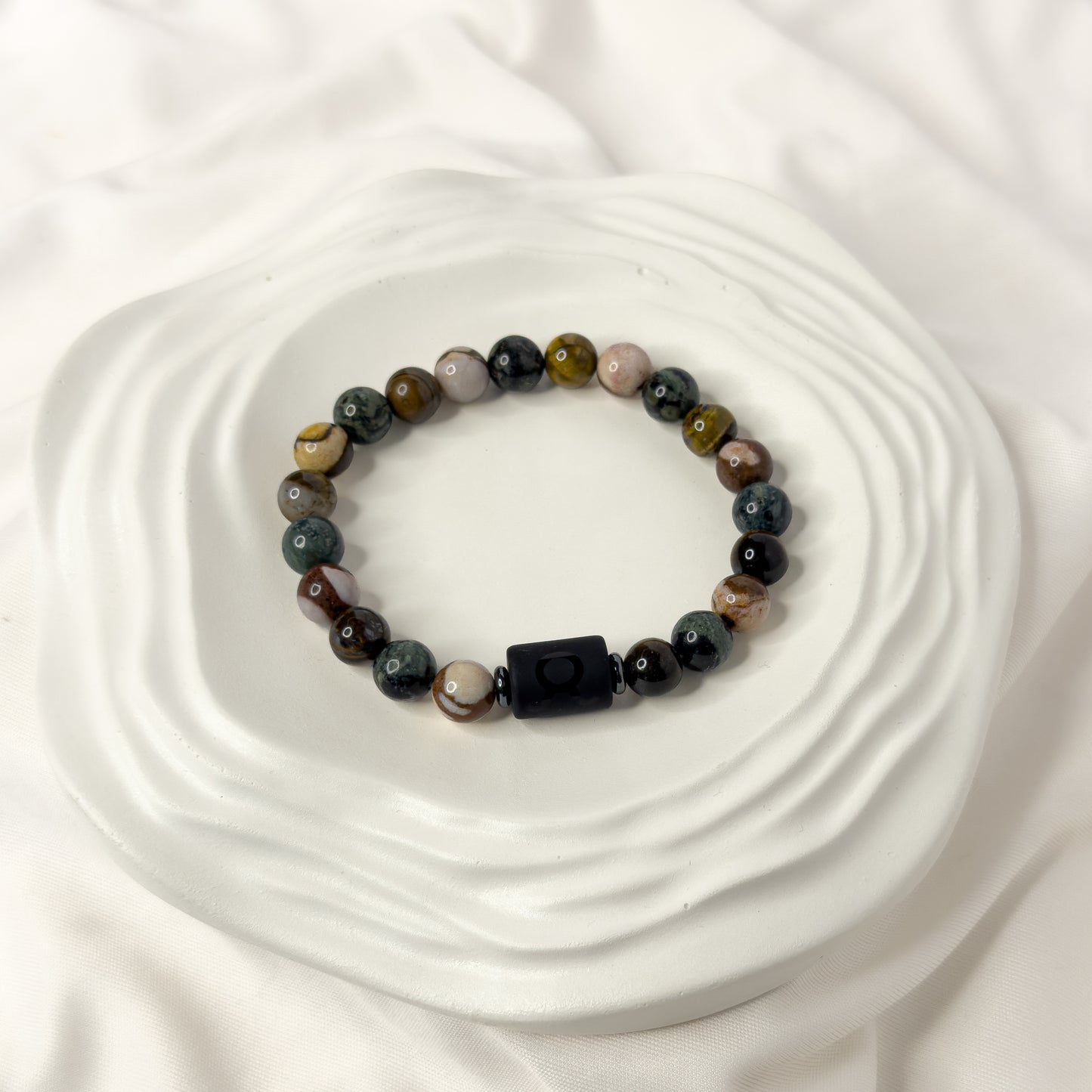 Taurus Zodiac Bracelet – Black Obsidian with Taurus Charm