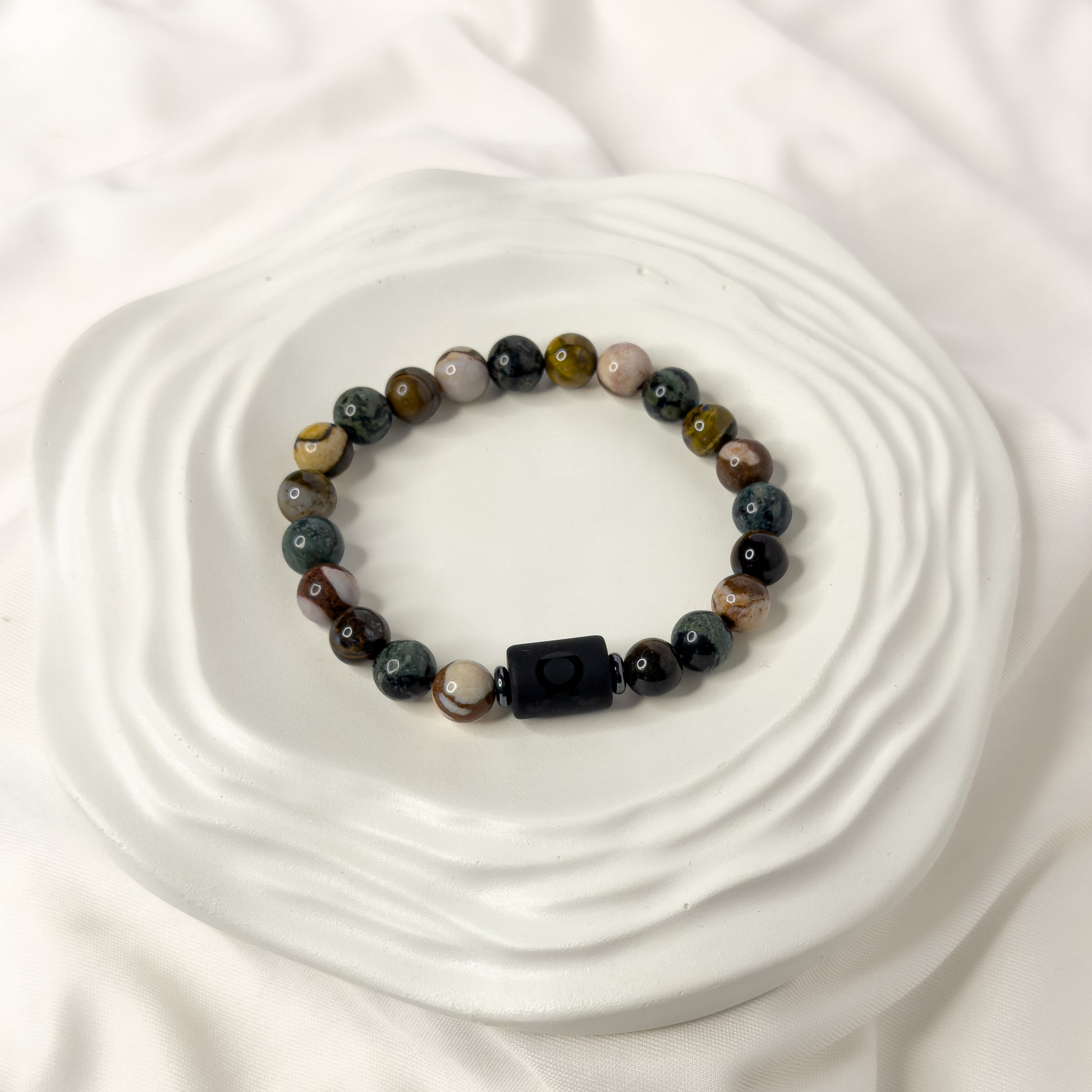 Taurus Zodiac Bracelet – Black Obsidian with Taurus Charm