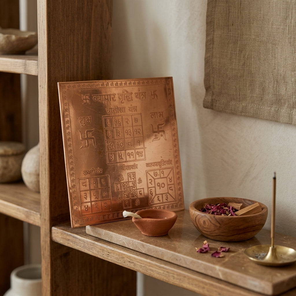 Vyapar Vriddhi Yantra – Framed Copper 4x4 Inch for Business Growth