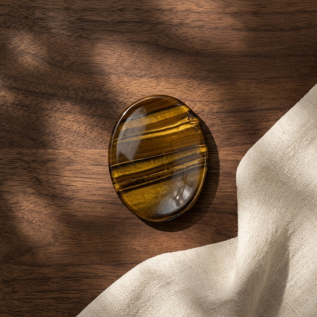 Tiger's Eye Worry Stone for Confidence & Focus