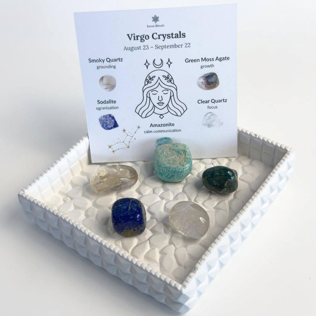 Virgo Zodiac Crystal Kit – Polished Tumble Stones for Focus & Grounding