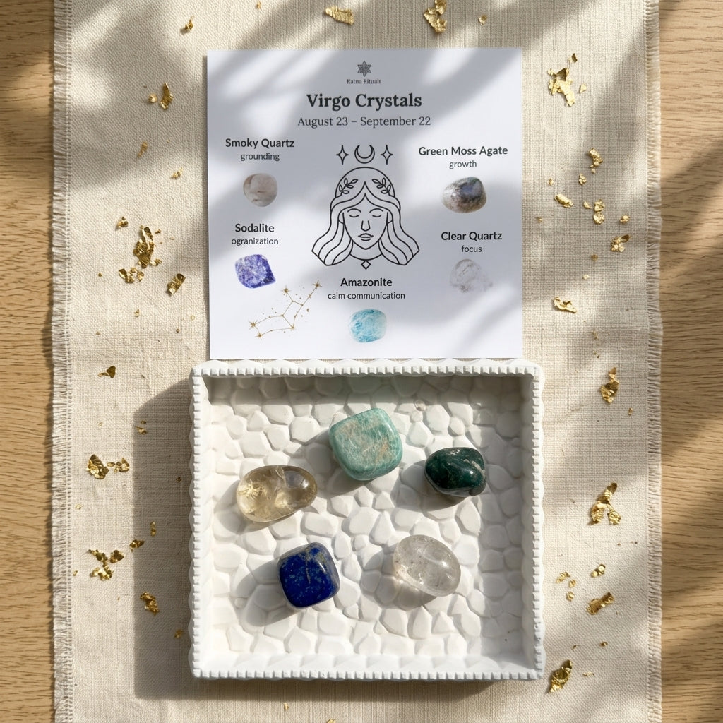 Virgo Zodiac Crystal Kit – Polished Tumble Stones for Focus & Grounding