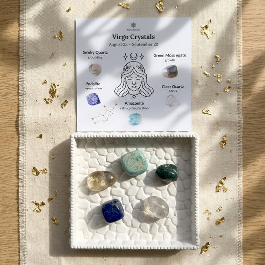 Virgo Zodiac Crystal Kit – Polished Tumble Stones for Focus & Grounding