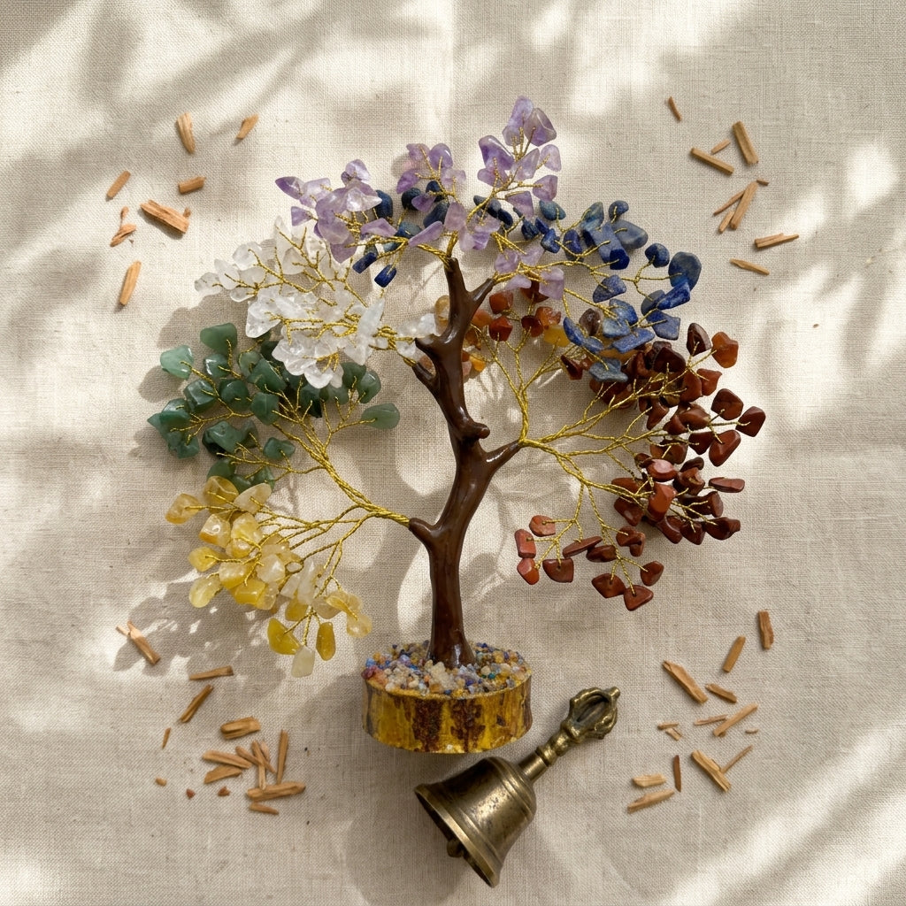 Seven Chakra Crystal Tree for Restful Sleep & Balance – Bedside Healing Décor
