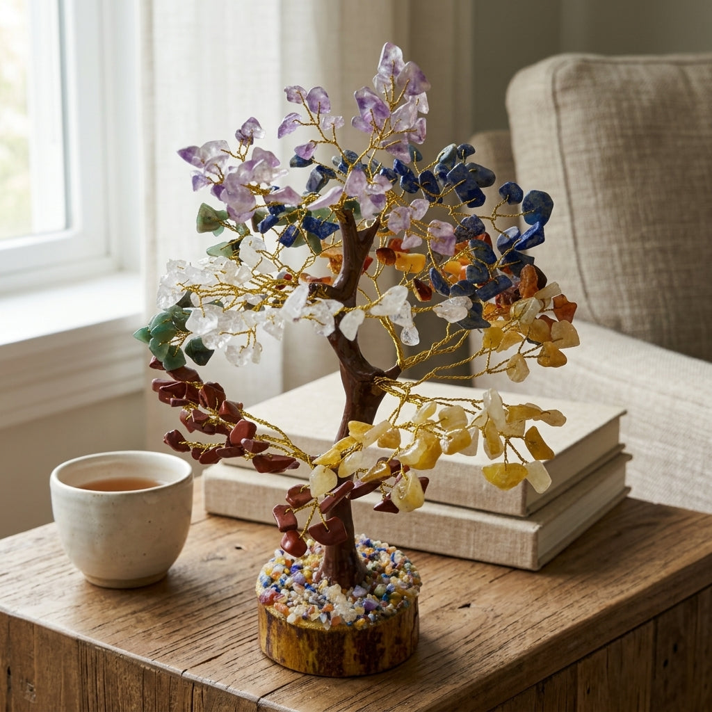 Seven Chakra Crystal Tree for Restful Sleep & Balance – Bedside Healing Décor