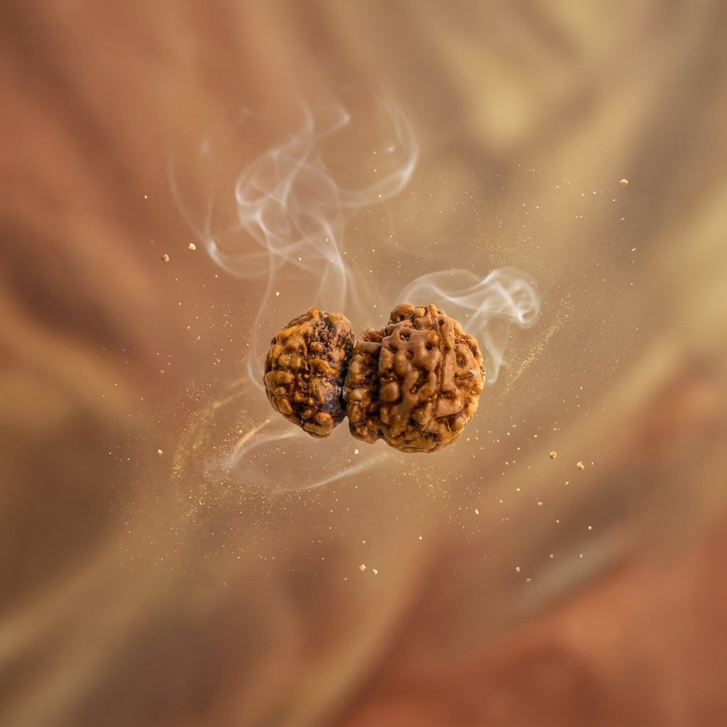 Trijuti Rudraksha (Small) – Rare 3 Naturally Joined Beads | Java, Indonesia